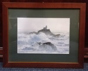 acquerello "faro di tevennec in bretagna"