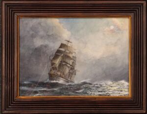 Acquerello "Vespucci, notturno con mare grosso"