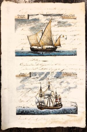 bastimenti su carta antica - navicello di massa e orca danese