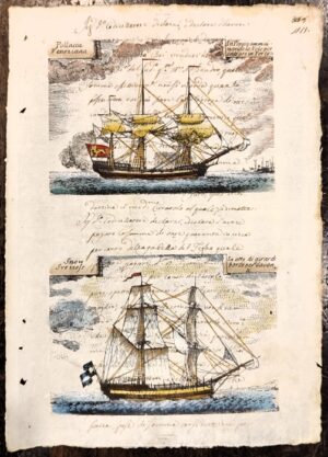 bastimenti su carta antica - pollacca veneziana e snow svezzese