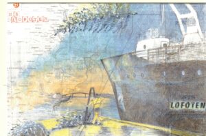 biglietto con busta - carta nautica "alberi di natale"