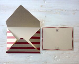 biglietto con busta - 7 nodi "ancora blu con righe rosse"