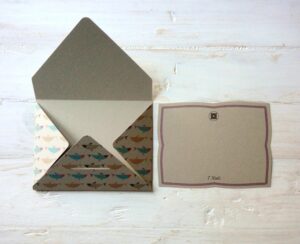 biglietto con busta - 7 nodi "pesci colorati"