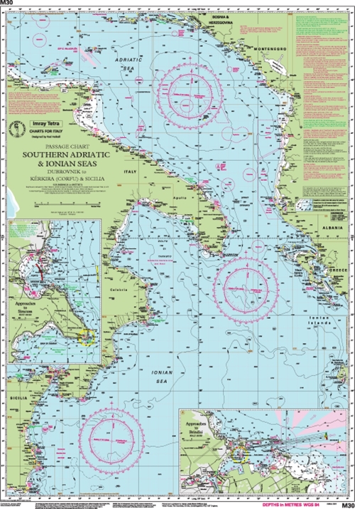 Carta náutica italiana intitulada `GEOGRAFIA DELLA MARINA DELLA CITTA DELA