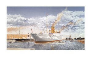 marina - nave "italia" davanti i magazzini del cotone, genova