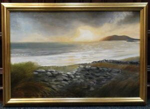 oil on wood "viaggio in irlanda. penisola di ventry, guardando le isole blasket"