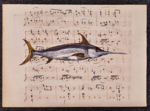 pesce su spartito musicale - l'espadon