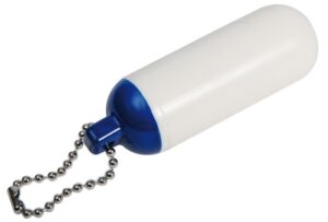 floating keyring with blue and white long fender
