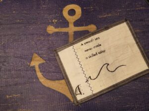 portafoglio mini wallet bianco "a smooth sea never made a skilled sailor"