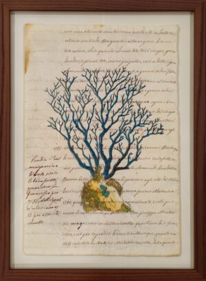 quadro "precious corales blu su carta antica"