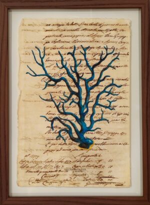 quadro "precious corales blu su carta antica"