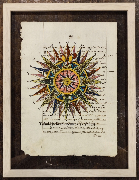 Quadro "Rosa dei venti su carta antica - Tabula indicans nomina 32 Ventorum"