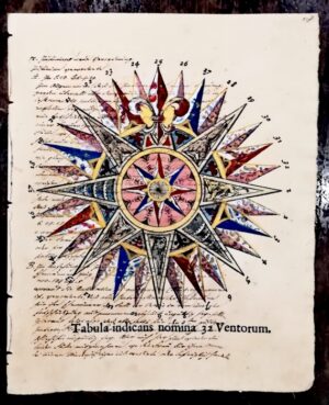 Rosa dei venti su carta antica - Tabula indicans nomina 32 Ventorum