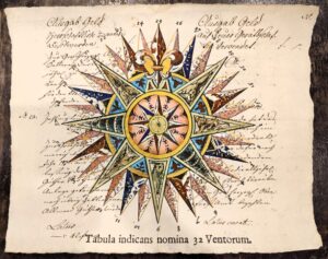 rosa dei venti su carta antica orizzontale - tabula indicans nomina 32 ventorum