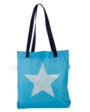 shopper velina azzurra con pochette