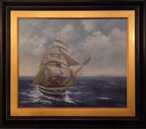 Olio su tela "Vespucci con scopamare"